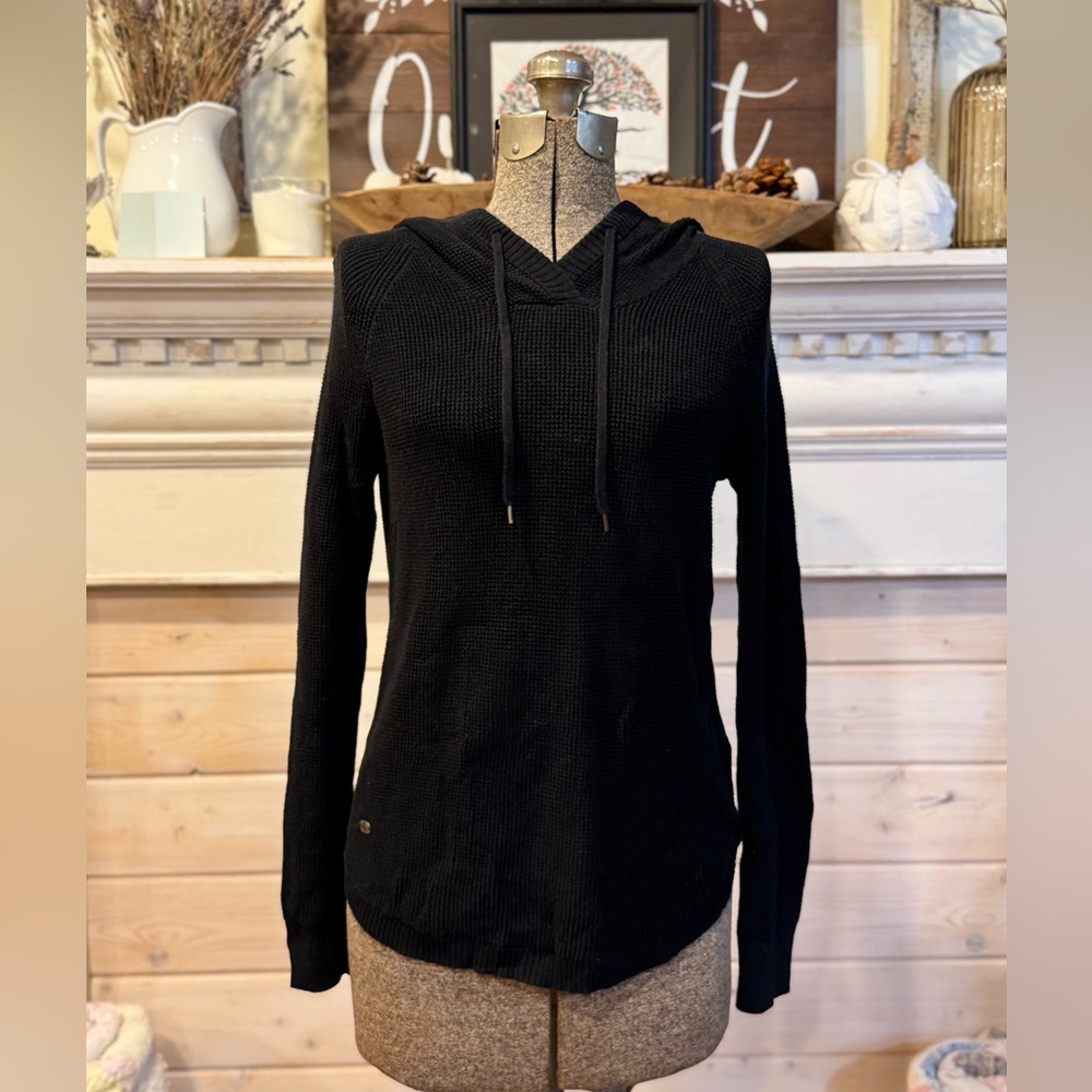 Lauren Ralph Lauren Women’s Black Waffle Knit Hooded Sweater Size S